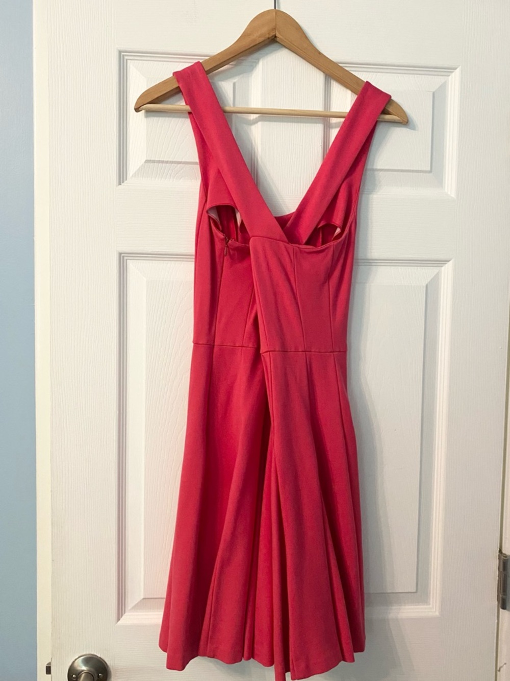 Banana Republic Ponte Skater Dress Fit Flare Women 4 Criss Cross Back Pink - Picture 4 of 4